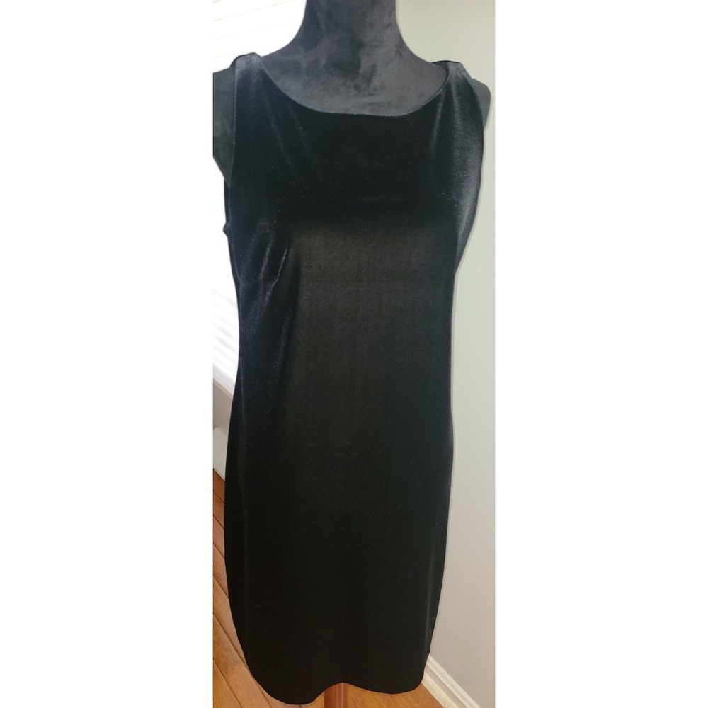 Teddi Evening Women sz 6 Black Velvet Sleeveless Midi Dress Chic Vintage Elegant